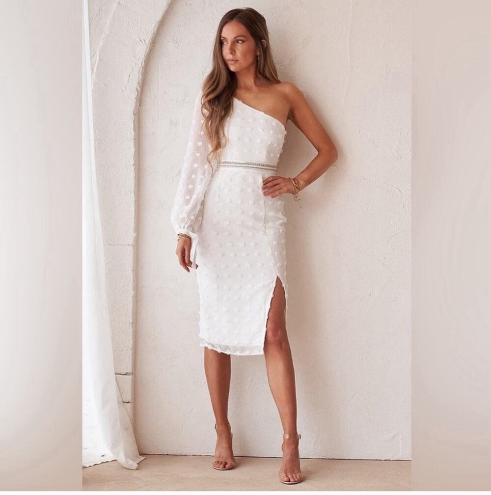 Jaus Alira Midi Dress White Medium NWT